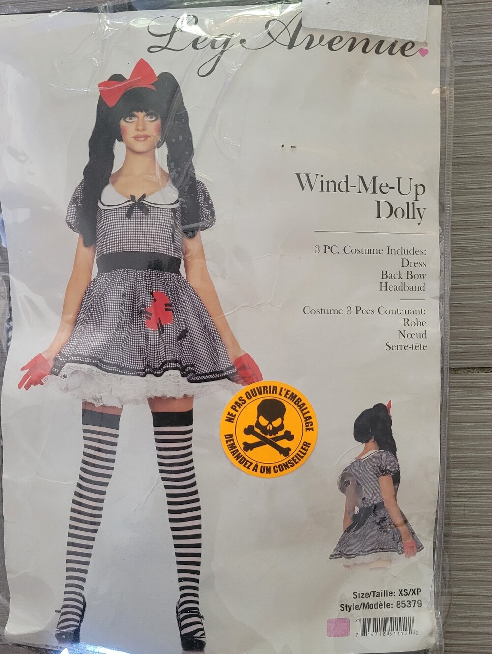 Leg Avenue Black, White & Red Wind-Me-Up Dolly Women-kidsCostume